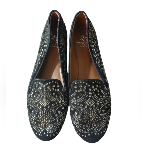 Donald Pliner 25th Anniversary Black Suede Studded Ballet Flats size 7.5 - Picture 1 of 9